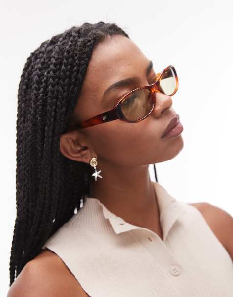 Le Specs - Don't Cha - Occhiali da sole slim esagonali color toffee tartarugato con lenti verdi - view 1