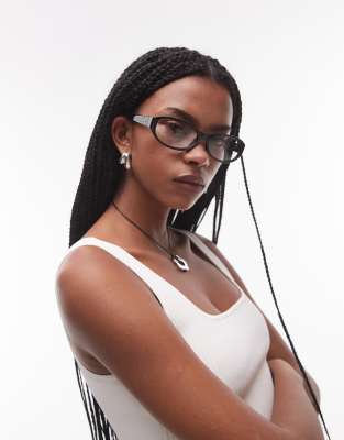 Le Specs - Don't Cha - Schmale, sechseckige Sonnenbrille in Schwarz mit Gläsern mit Farbverlauf