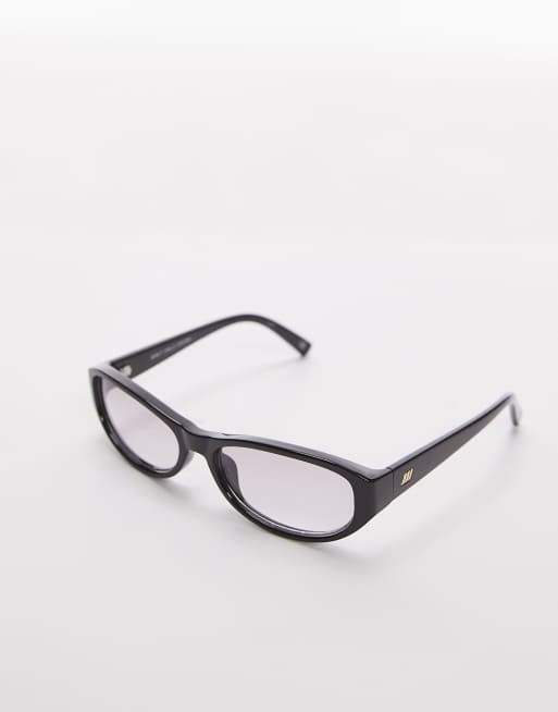 Le Specs don't cha slim hexagonal sunglasses in black with gradient lens, 2 of 3