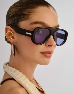 Le Specs Dreamboat Shield Sunglasses In Black
