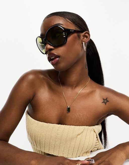 Le Specs Drip oversized sunglasses in brown tortoiseshell | ASOS display picture 2