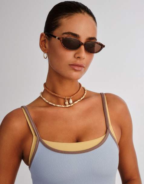 Le Specs Duskfall slim sunglasses in brown - view 1