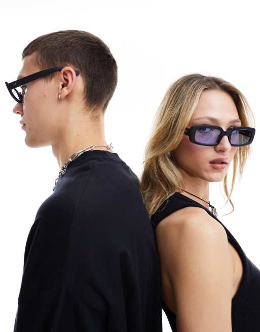 Le Specs Dynamite blue to black photochromatic lens sunglasses in matte black