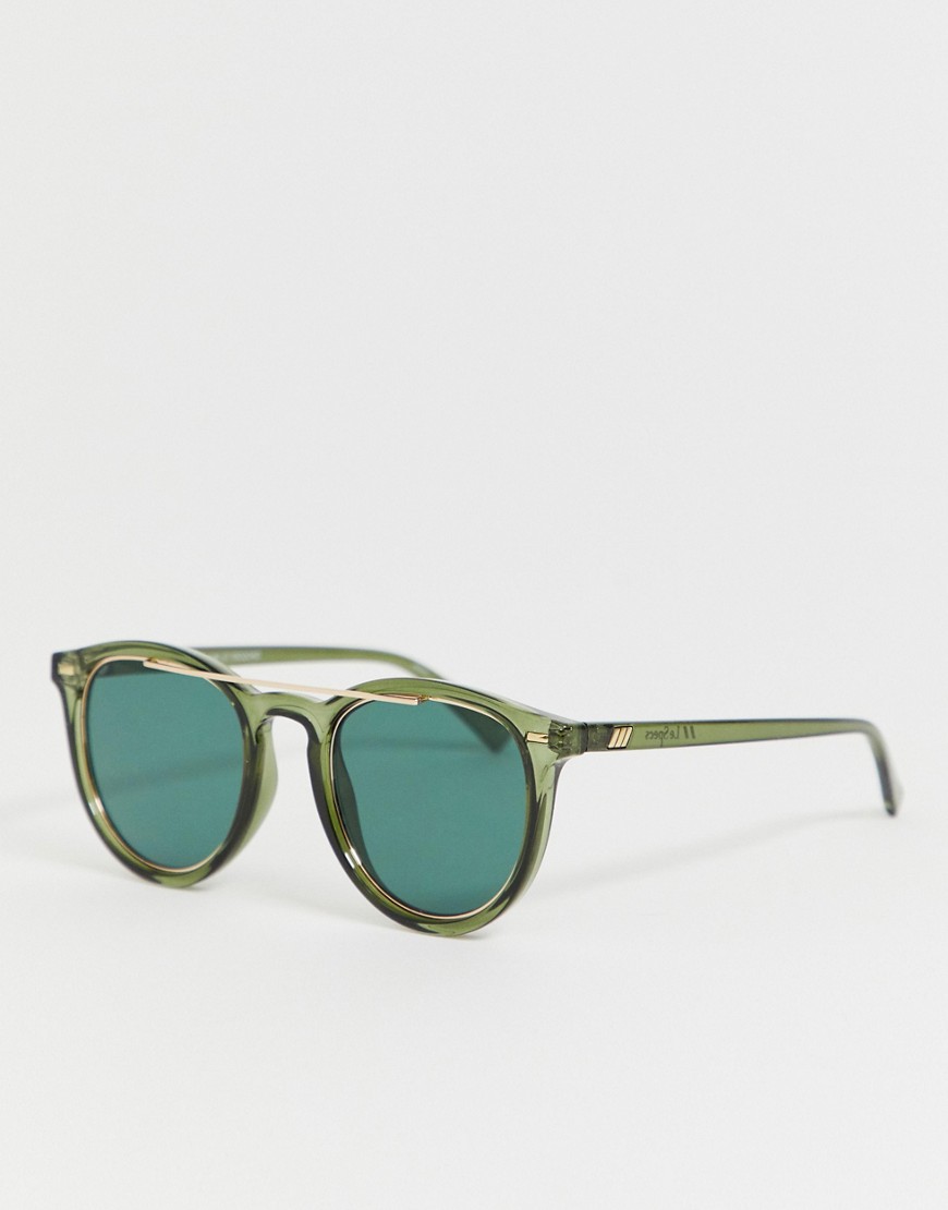 Le Specs - Fire starter - Ronde zonnebril in groen