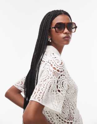 Fortune Teller - Lunettes de soleil aviateur avec verres dgrads - caille de tortue fonc - Le Specs - Modalova