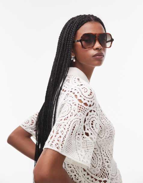 Le Specs - Fortune Teller - Occhiali da sole aviatore oversize tartarugati scuri con lenti sfumate - view 1