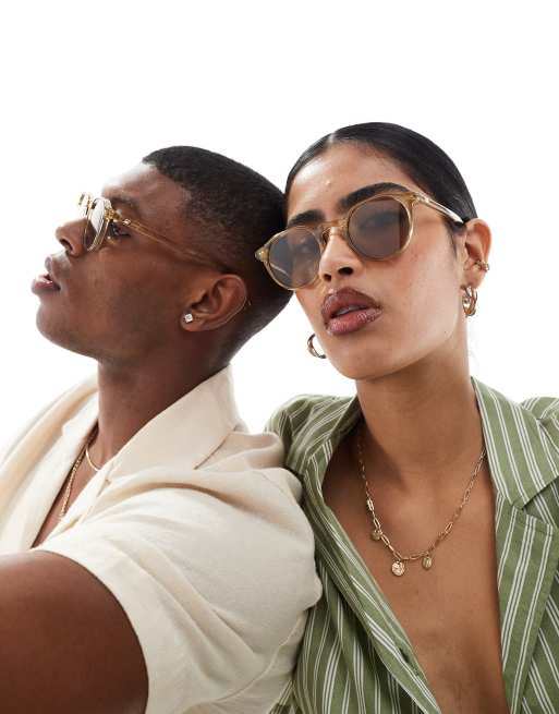 Le Specs Galavant Lunettes de soleil rondes Marron ASOS