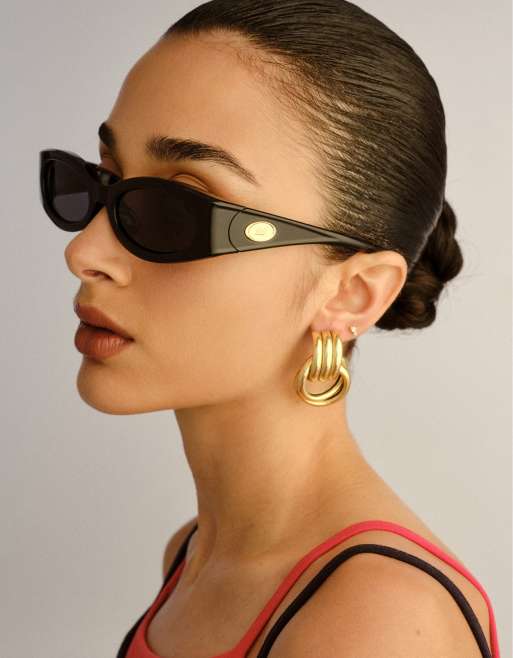 Le Specs Glaciem slim sunglasses in black, 2 of 5