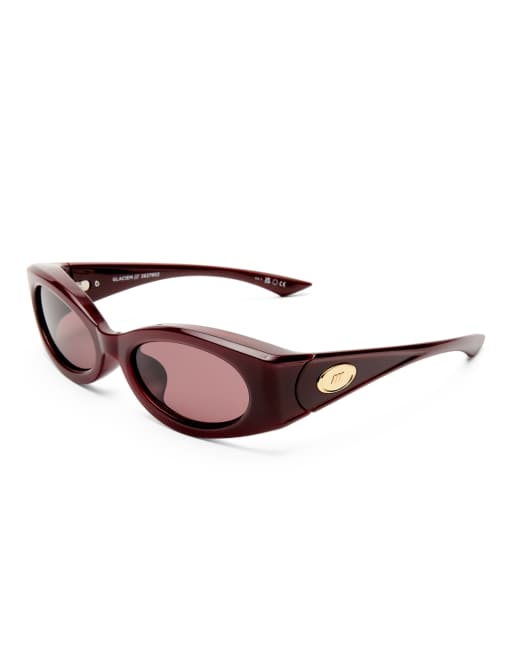 Le Specs Glaciem slim sunglasses in burgundy, 3 of 5