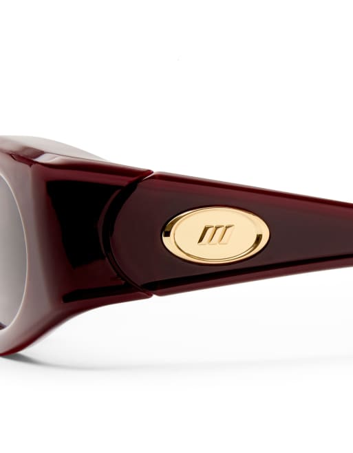 Le Specs Glaciem slim sunglasses in burgundy, 5 of 5