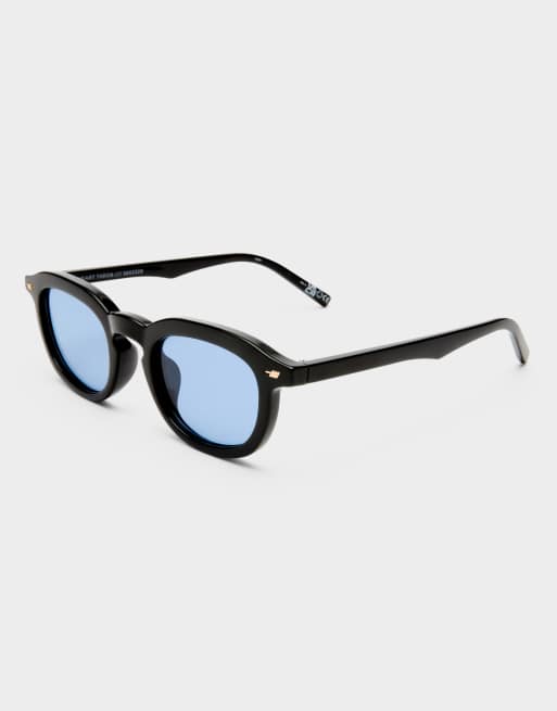 Le Specs heart throb round sunglasses in black with blue tinted lens , 3 of 3