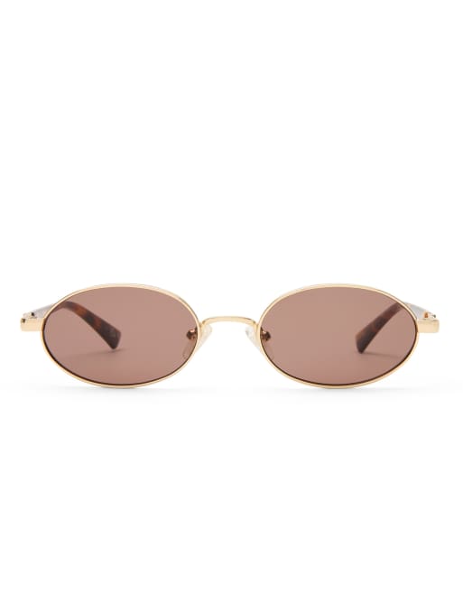 Le Specs – Icicle – Przydymione brązowe wąskie okulary przeciwsłoneczne, 4 z 5