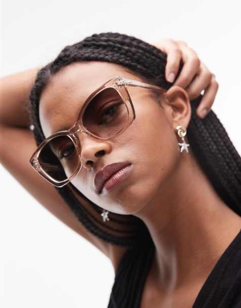 Le Specs - Incantation - Sandfarvede store cat eye-solbriller med grønne graduerede glas - view 1