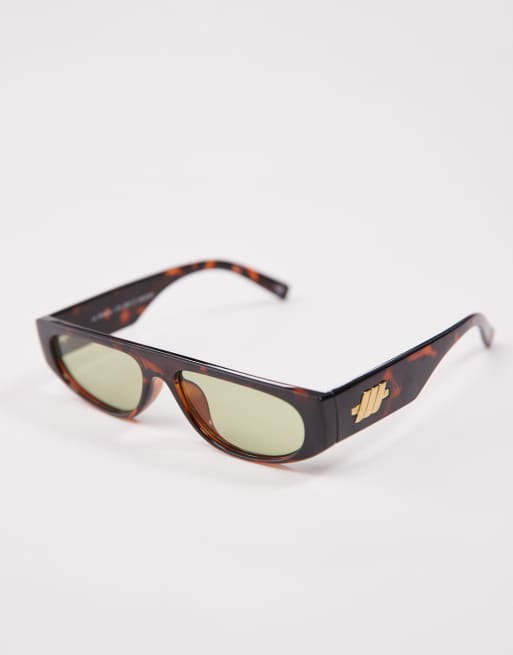 Le Specs - Le Ritual - Occhiali da sole rotondi slim tartarugato scuro con lenti verdi, 2 di 3