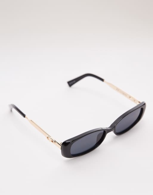 Le Specs – Lil Starlight – Rechteckige Sonnenbrille in Schwarz mit goldenem Detail, 2 von 3