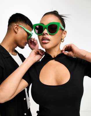 Le Specs limited edition air heart festival sunglasses in green