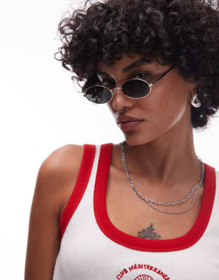 Le Specs Love Train slim oval sunglasses in gold | ASOS