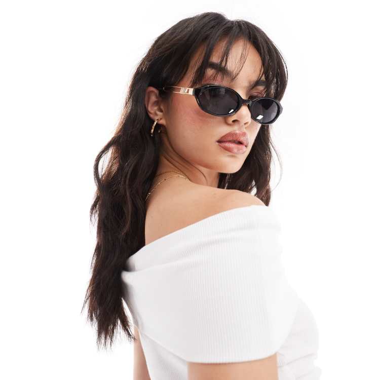 Le Specs lunita oval sunglasses in black ASOS