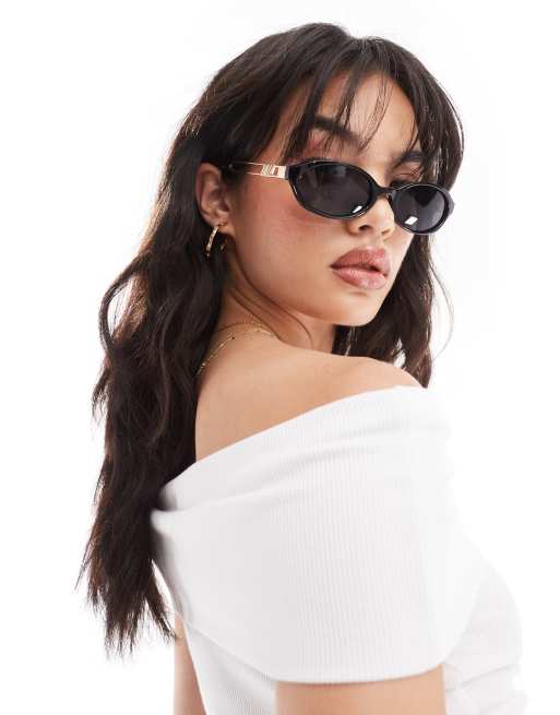 Le Specs lunita oval sunglasses in black