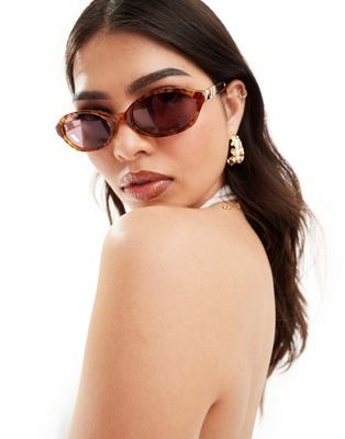 Le Specs Lunita Oval Sunglasses In Toffee Tort-brown