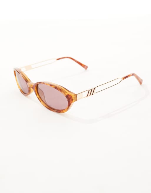 Le Specs - Lunita - Ovale solbriller med karamelfarvet skildpaddemønster, 2 af 4