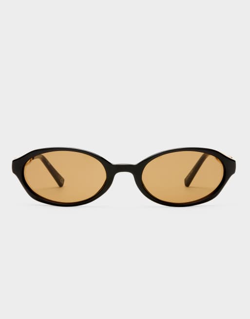Le Specs - Lunita - Sorte ovale solbriller med brune glas , 2 af 3
