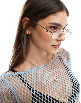 Le Specs metagalactic rectangle sunglasses in purple | ASOS