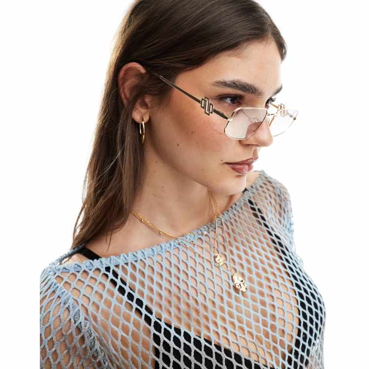 Le Specs metagalactic rectangle sunglasses in purple | ASOS
