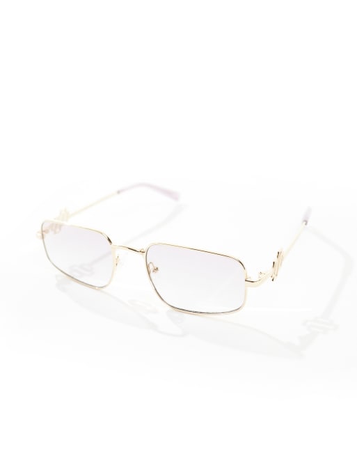 Le Specs metagalactic rectangle sunglasses in purple | ASOS display picture 1