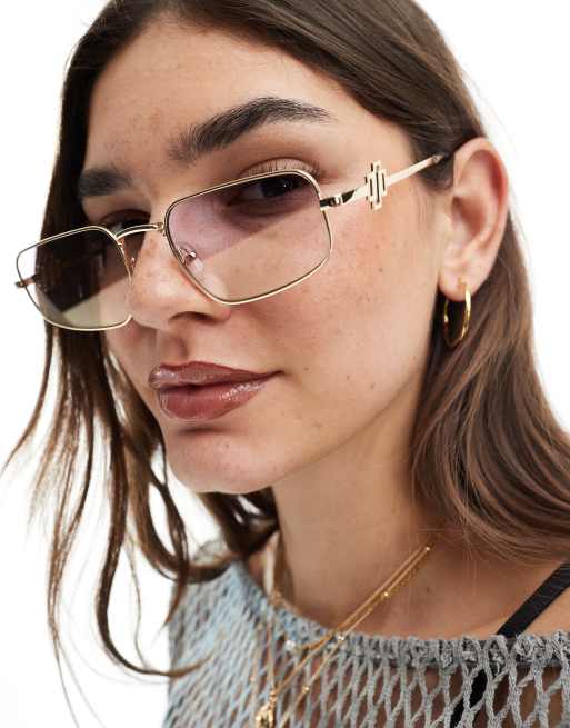 NWT Le Specs metagalactic rectangle sunglasses in purple Le Specs metagalactic rectangle sunglasses in purple | ASOS main image 2