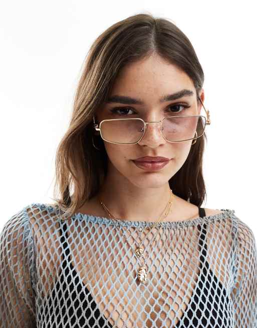 NWT Le Specs metagalactic rectangle sunglasses in purple Le Specs metagalactic rectangle sunglasses in purple | ASOS main image 3