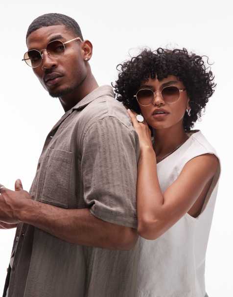 Le Specs – Odyssey – Runde Sonnenbrille mit Metallgestell und braunen Gläsern mit Farbverlauf - view 1