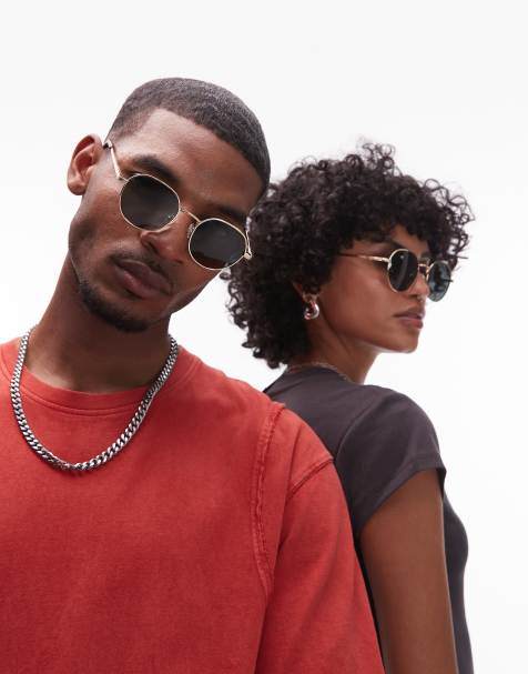 Le Specs – Odyssey – Runde Sonnenbrille mit Metallgestell und polarisierten Gläsern in Grün - view 1
