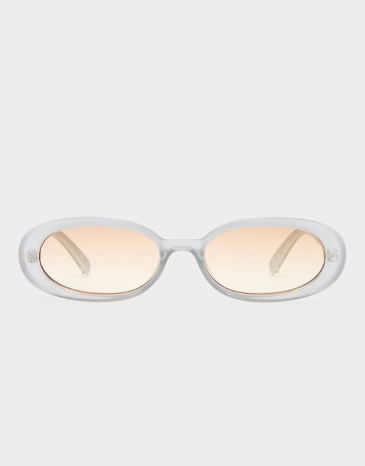 Le Specs - Outta Love - Lunettes de soleil ovales avec verres ambre - Argenté perlé, 2 de 3