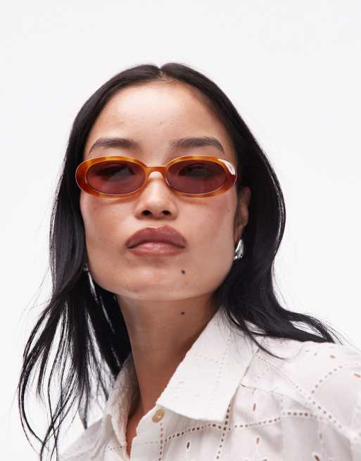 Le Specs - Outta Love - Lunettes de soleil ovales vintage avec motif écaille de tortue et verres roses