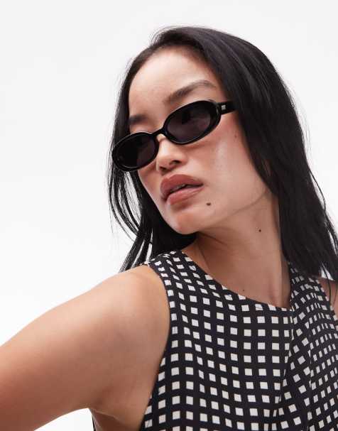 Le Specs outta love oval sunglasses in black with smoke lens - view 1