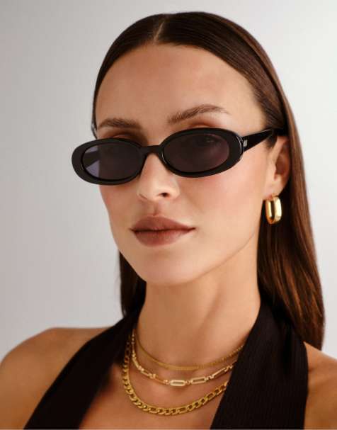 Le Specs outta love oval sunglasses in black  - view 1