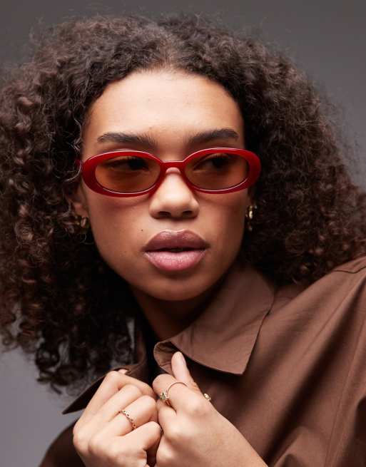 Le Specs outta love oval sunglasses in burgundy, 3 of 3