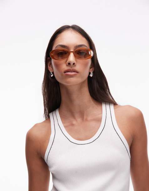 Le Specs outta love oval sunglasses in caramel - view 1