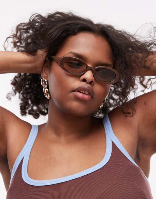 Le Specs outta love oval sunglasses in cocoa with mocha lens | ASOS