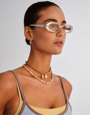 Le Specs Outta Love Oval Sunglasses In Silver