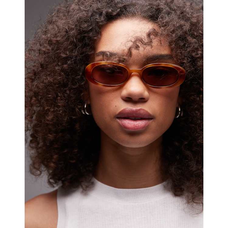 Le Specs outta love oval sunglasses in vintage tort | ASOS display picture 3