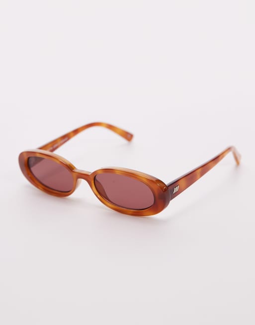 Le Specs - Outta Love - Ovale solbriller med vintage skildpaddemønster og rosa glas, 3 af 3