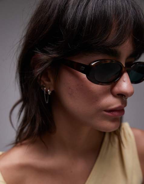 Le Specs – Outta Love – Ovale Sonnenbrille aus Schildpatt mit grünen Gläsern - view 1
