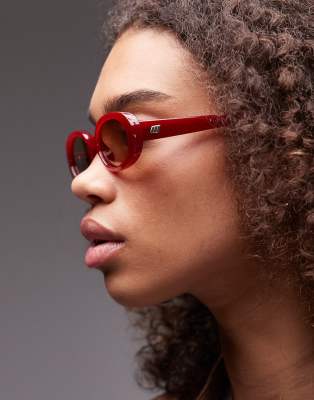 Le Specs - Outta Love - Ovale Sonnenbrille in Burgunderrot