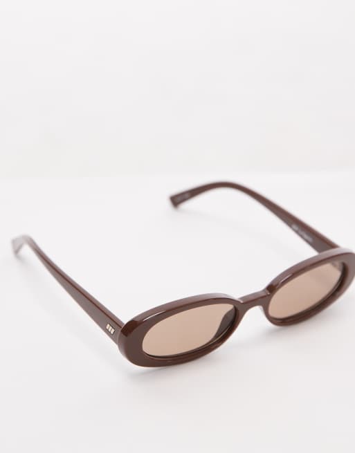 Le Specs - Outta Love - Ovale zonnebril in cacao met mokka glazen, 2 van 3