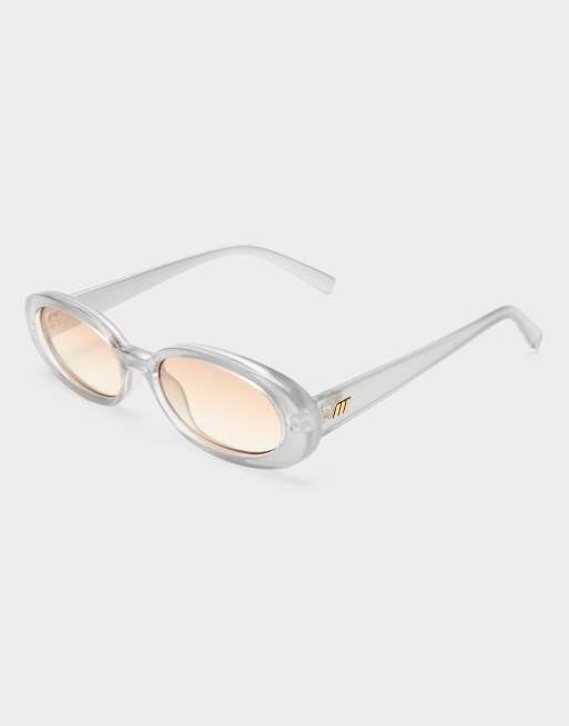 Le Specs – Outta Love – Silverfärgade, ovala solglasögon med pärlor och bärnstensfärgade glas, 3 av 3