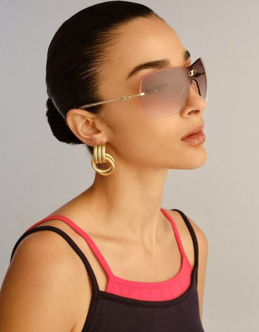 Le Specs - Paralell Universe - Zonnebril met doorlopend model in goud met tint met kleurverloop, 3 van 5
