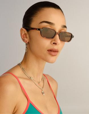 Le Specs - Pilferer - Rechteckige Sonnenbrille in Schildpattoptik-Brown