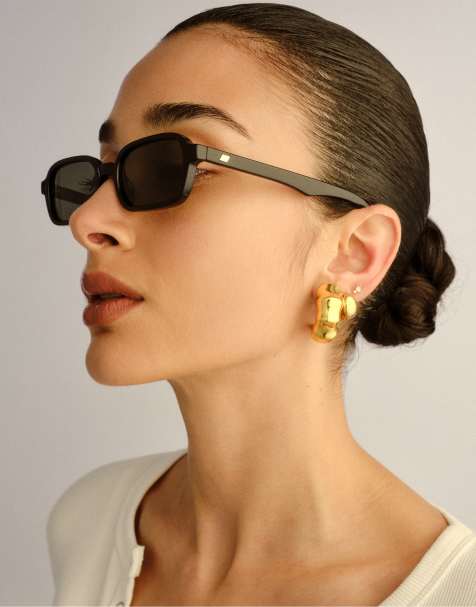 Le Specs – Pilferer – Rechteckige Sonnenbrille in Schwarz - view 1